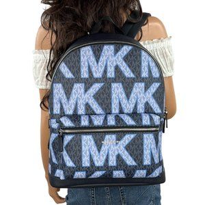 Michael Kors Cooper Large Backpack Large Graphic MK Logo Blue Multi